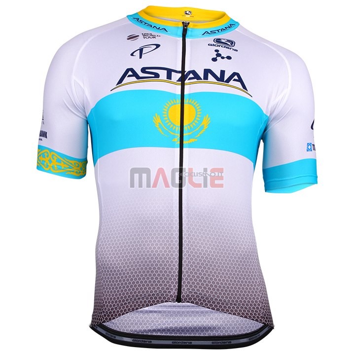 Maglia Astana Manica Corta 2018 Bianco Blu